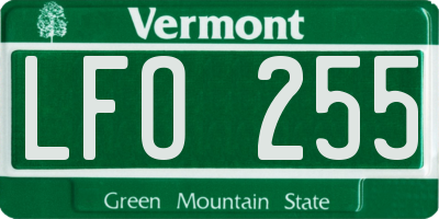 VT license plate LFO255