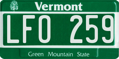 VT license plate LFO259