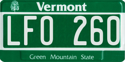 VT license plate LFO260