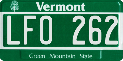 VT license plate LFO262