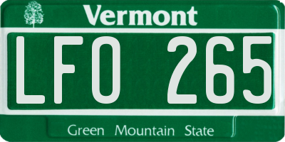 VT license plate LFO265