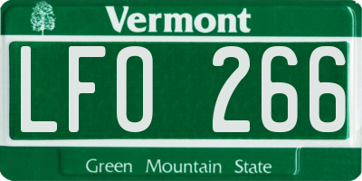 VT license plate LFO266