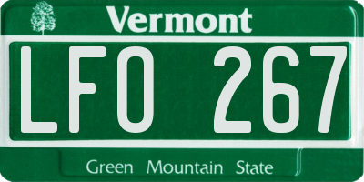 VT license plate LFO267