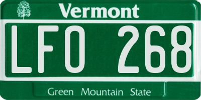 VT license plate LFO268