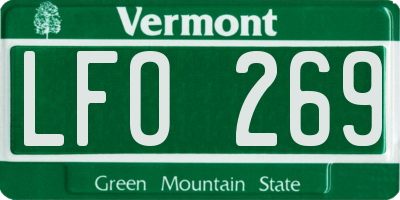 VT license plate LFO269