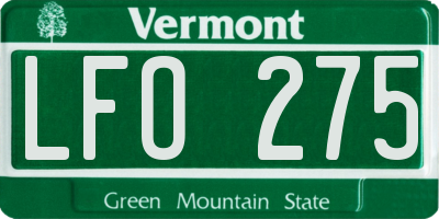 VT license plate LFO275