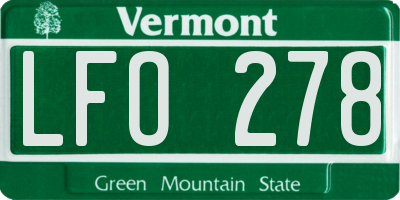 VT license plate LFO278
