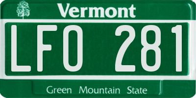 VT license plate LFO281