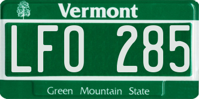 VT license plate LFO285