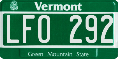 VT license plate LFO292