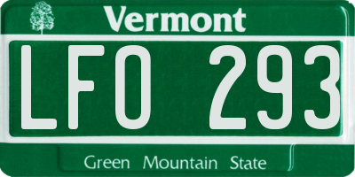VT license plate LFO293