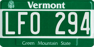 VT license plate LFO294