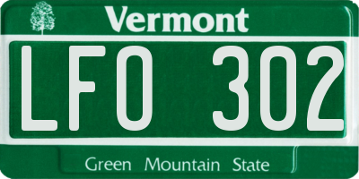 VT license plate LFO302