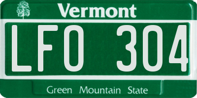 VT license plate LFO304