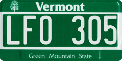 VT license plate LFO305