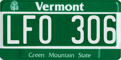 VT license plate LFO306