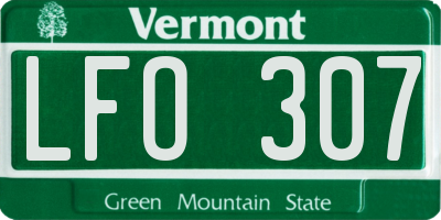 VT license plate LFO307
