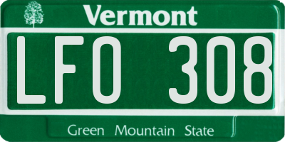 VT license plate LFO308