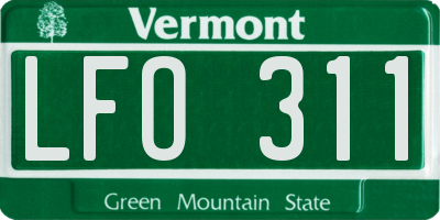 VT license plate LFO311