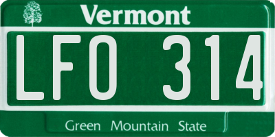 VT license plate LFO314