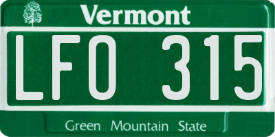 VT license plate LFO315