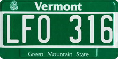 VT license plate LFO316