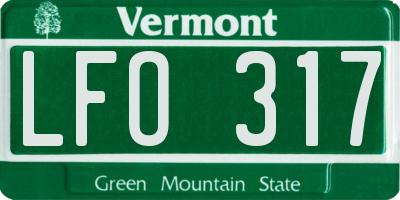 VT license plate LFO317