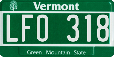 VT license plate LFO318
