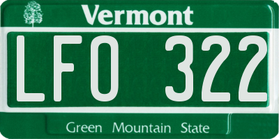 VT license plate LFO322