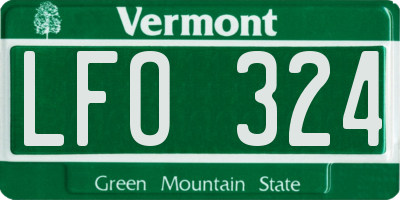 VT license plate LFO324