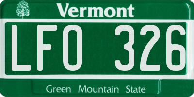 VT license plate LFO326