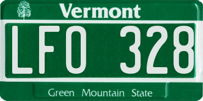 VT license plate LFO328
