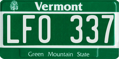 VT license plate LFO337