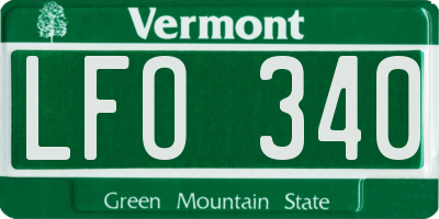 VT license plate LFO340