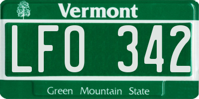 VT license plate LFO342