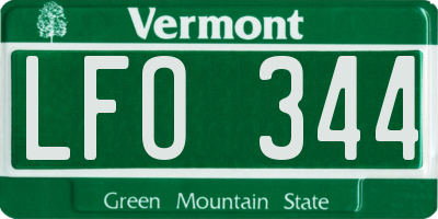 VT license plate LFO344
