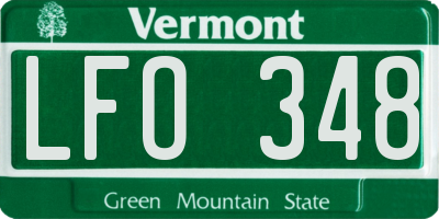 VT license plate LFO348