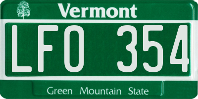 VT license plate LFO354