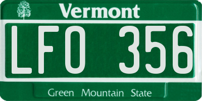 VT license plate LFO356