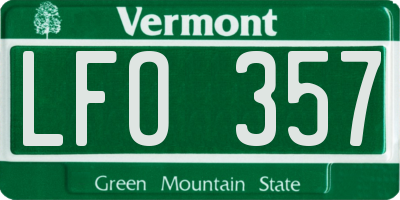 VT license plate LFO357