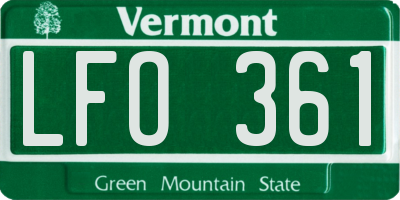 VT license plate LFO361