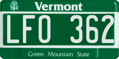 VT license plate LFO362