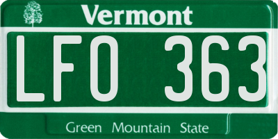 VT license plate LFO363