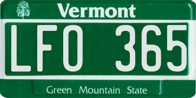 VT license plate LFO365