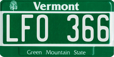VT license plate LFO366
