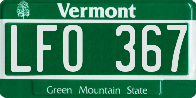VT license plate LFO367