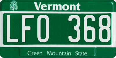 VT license plate LFO368