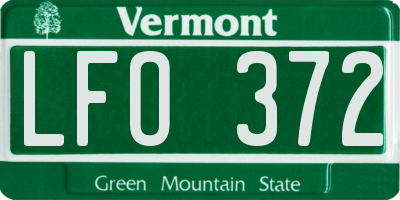 VT license plate LFO372