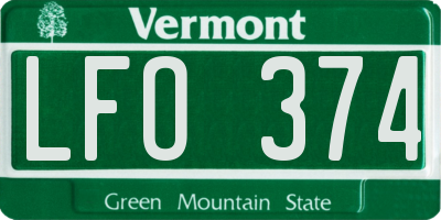 VT license plate LFO374