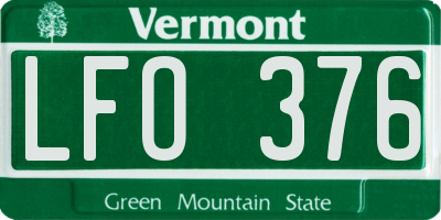 VT license plate LFO376